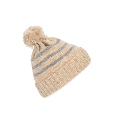 KNITTED STRIPED BEANIE IN RECYCLED YARN