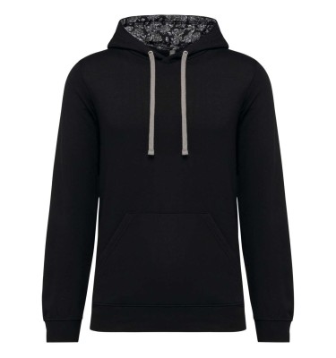 UNISEX CONTRAST PATTERNED HOODED SWEATSHIRT