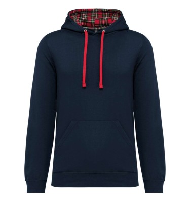 UNISEX CONTRAST PATTERNED HOODED SWEATSHIRT