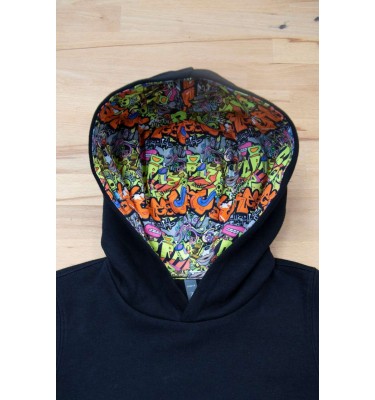 UNISEX KIDS CONTRAST PATTERNED HOODED SWEATSHIRT