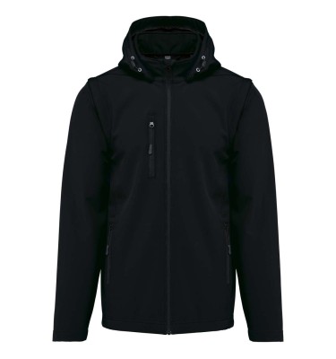 UNISEX 3-LAYER SOFTSHELL HOODED JACKET WITH REMOVABLE SLEEVES