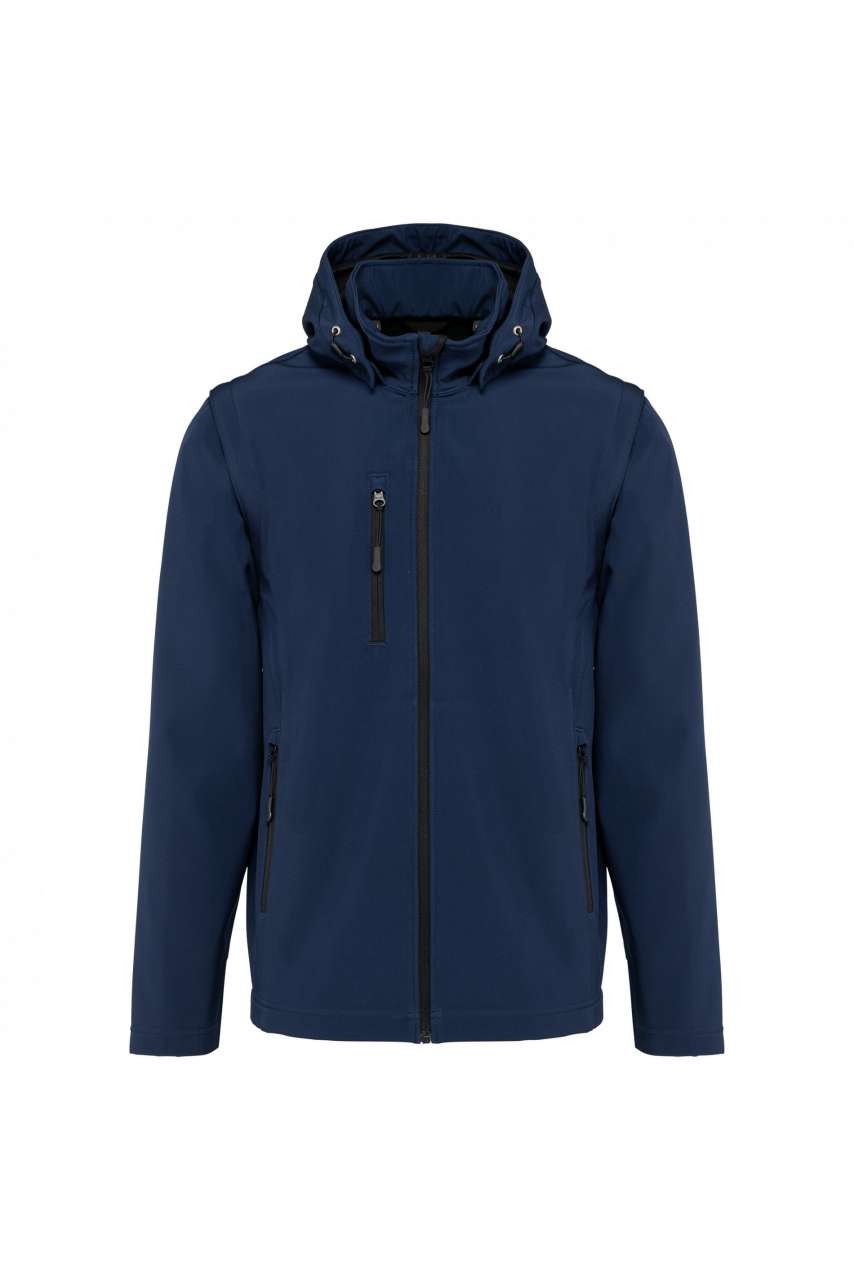 UNISEX 3-LAYER SOFTSHELL HOODED JACKET WITH REMOVABLE SLEEVES