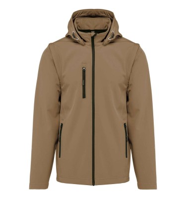 UNISEX 3-LAYER SOFTSHELL HOODED JACKET WITH REMOVABLE SLEEVES
