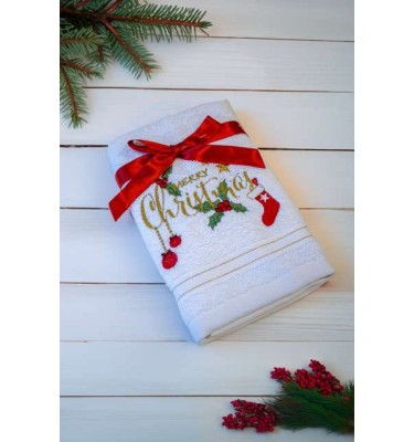 OLIMA CHRISTMAS TOWEL - MERRY CHRISTMAS ORNAMENTS