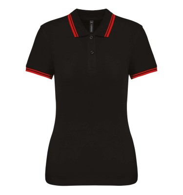 LADIE'S SHORT-SLEEVED POLOSHIRT WITH CONTRASTING PIPING