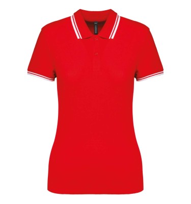 LADIE'S SHORT-SLEEVED POLOSHIRT WITH CONTRASTING PIPING