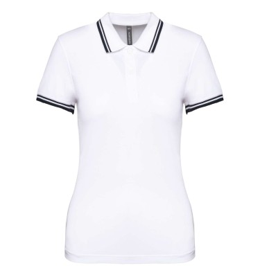 LADIE'S SHORT-SLEEVED POLOSHIRT WITH CONTRASTING PIPING