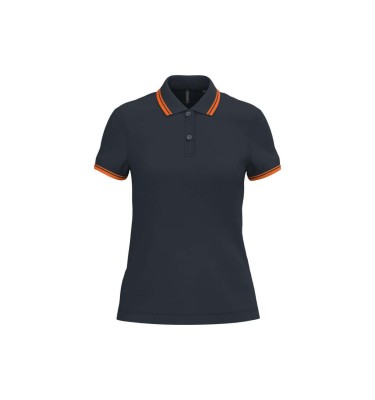 LADIE'S SHORT-SLEEVED POLOSHIRT WITH CONTRASTING PIPING