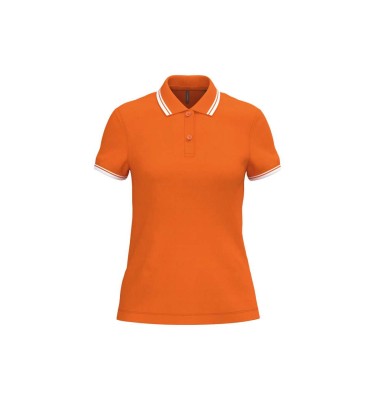 LADIE'S SHORT-SLEEVED POLOSHIRT WITH CONTRASTING PIPING
