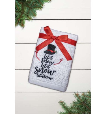 OLIMA CHRISTMAS TOWEL - LET IT SNOW SNOWMAN