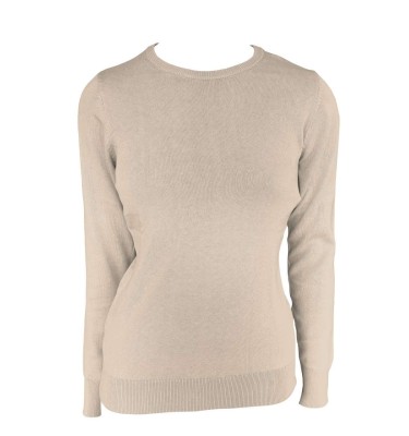 WOMEN’S CREW NECK FINE GAUGE COTTON PULLOVER