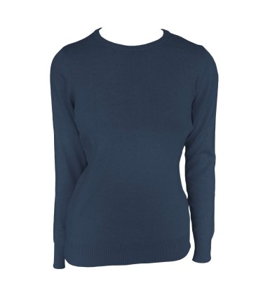 WOMEN’S CREW NECK FINE GAUGE COTTON PULLOVER