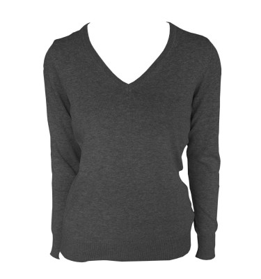 WOMEN’S V-NECK FINE GAUGE COTTON PULLOVER