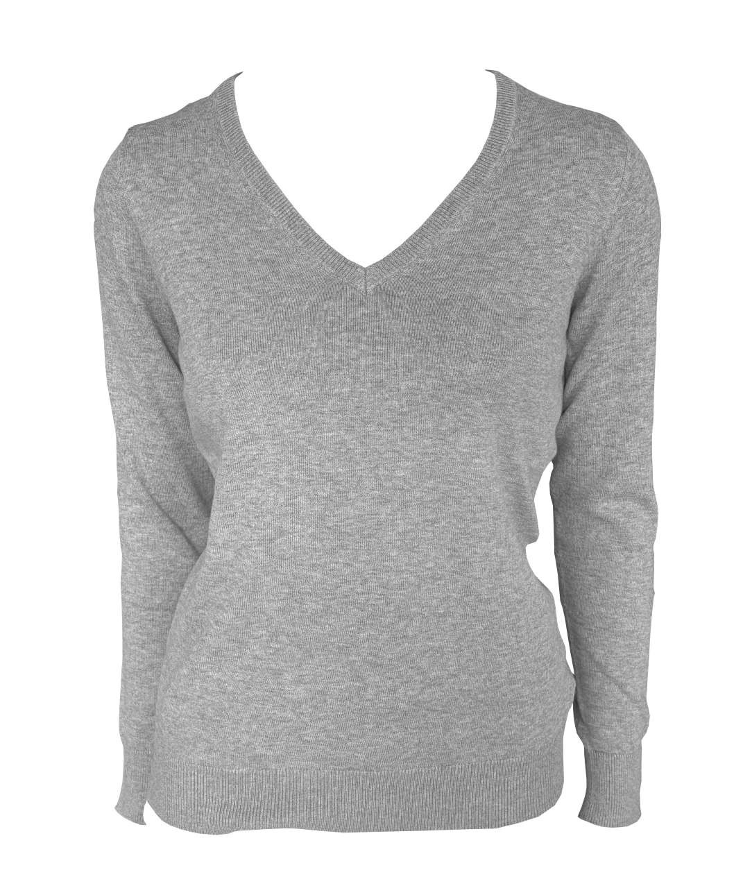 WOMEN’S V-NECK FINE GAUGE COTTON PULLOVER