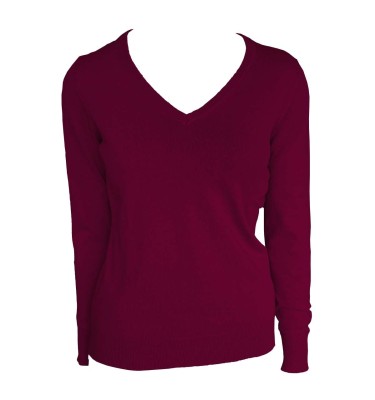 WOMEN’S V-NECK FINE GAUGE COTTON PULLOVER
