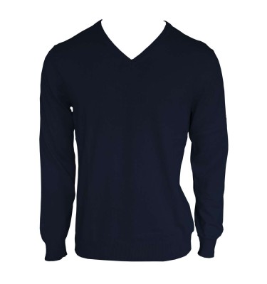 MEN’S V-NECK FINE GAUGE COTTON PULLOVER