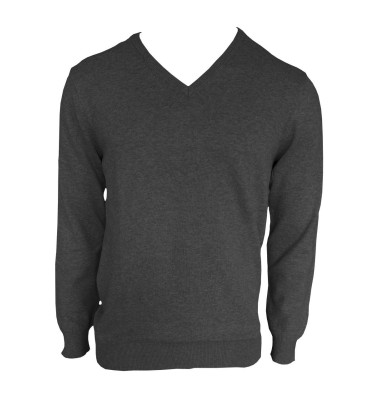 MEN’S V-NECK FINE GAUGE COTTON PULLOVER