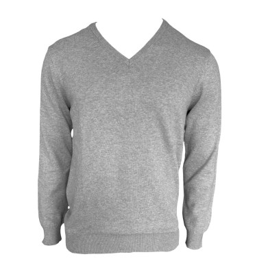 MEN’S V-NECK FINE GAUGE COTTON PULLOVER