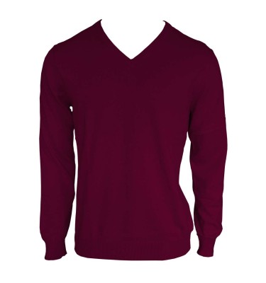 MEN’S V-NECK FINE GAUGE COTTON PULLOVER