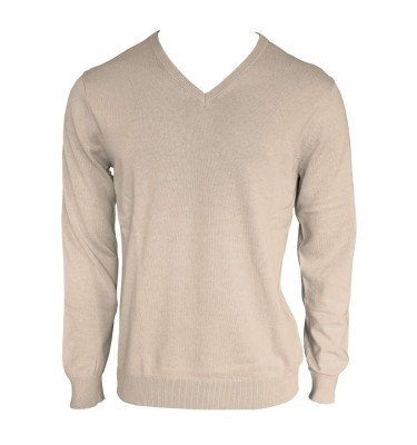 MEN’S V-NECK FINE GAUGE COTTON PULLOVER
