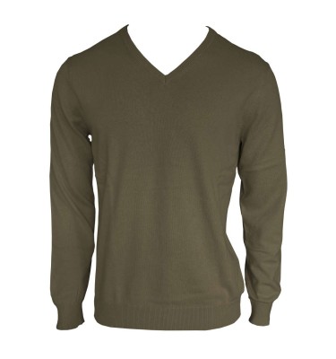 MEN’S V-NECK FINE GAUGE COTTON PULLOVER