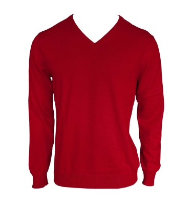 MEN’S V-NECK FINE GAUGE COTTON PULLOVER