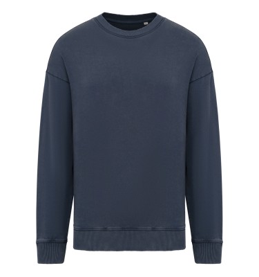 UNISEX WASHED EFFECT OVERSIZE ROUND NECK SWEATSHIRT
