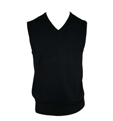 MEN’S V-NECK SLEEVELESS PULLOVER FINE GAUGE COTTON