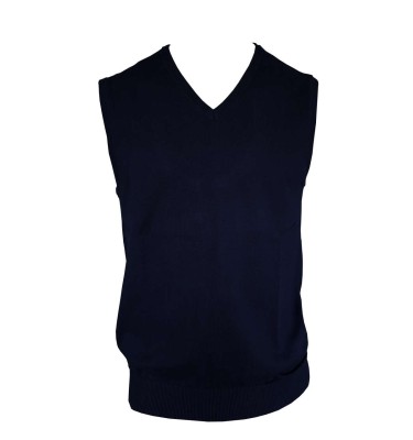 MEN’S V-NECK SLEEVELESS PULLOVER FINE GAUGE COTTON