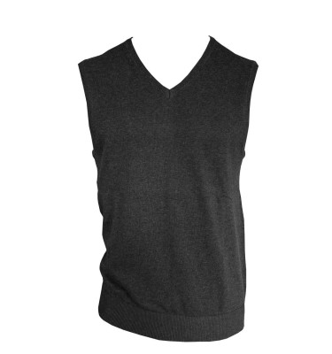 MEN’S V-NECK SLEEVELESS PULLOVER FINE GAUGE COTTON