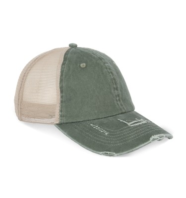 ECO-FRIENDLY UNISEX RIPPED EFFECT TRUCKER CAP