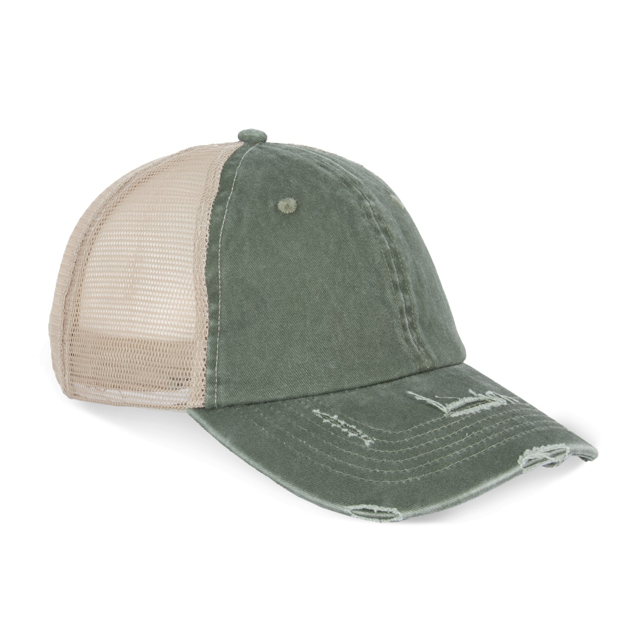 ECO-FRIENDLY UNISEX RIPPED EFFECT TRUCKER CAP