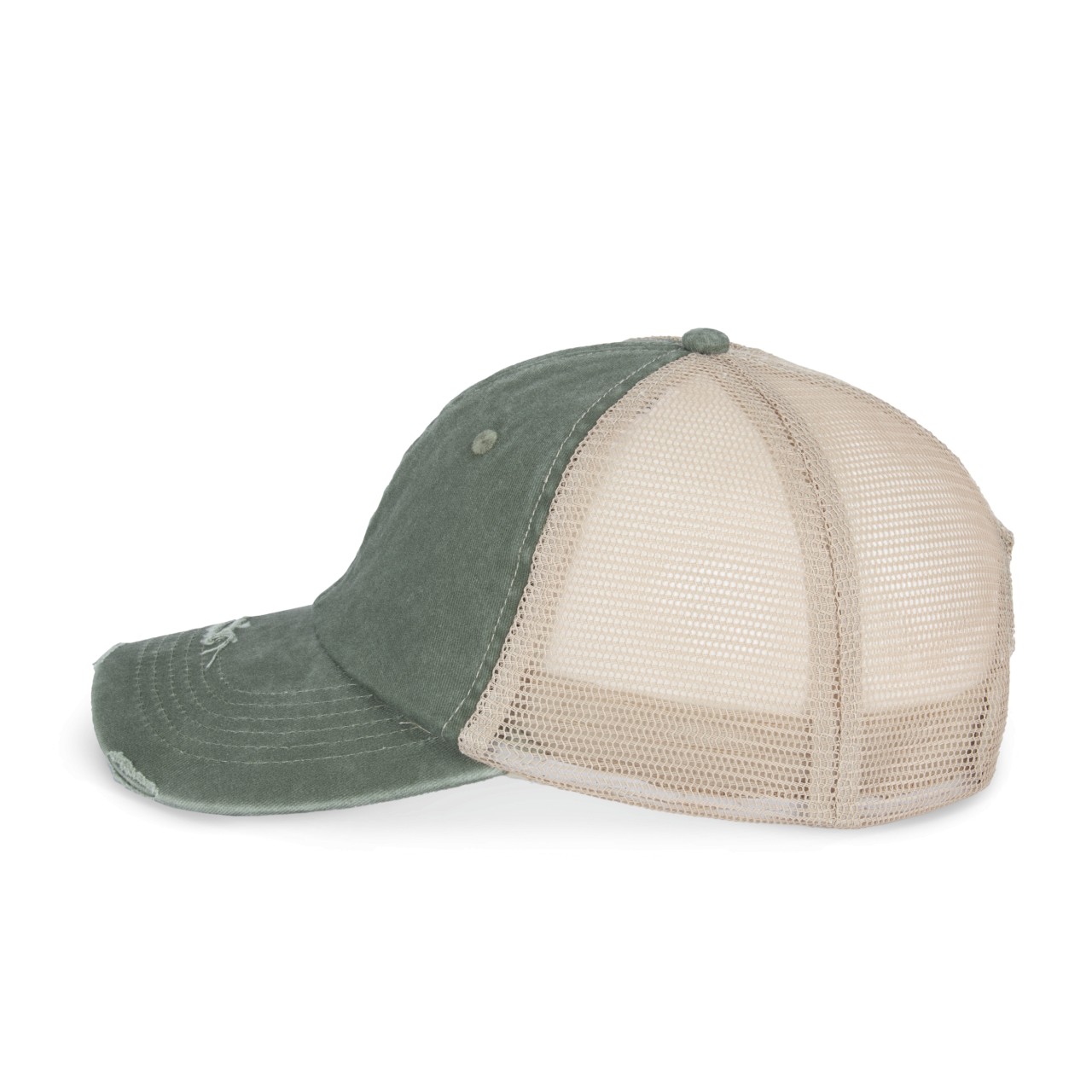 ECO-FRIENDLY UNISEX RIPPED EFFECT TRUCKER CAP