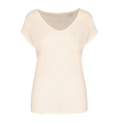 LADIES' V-NECK LINEN T-SHIRT