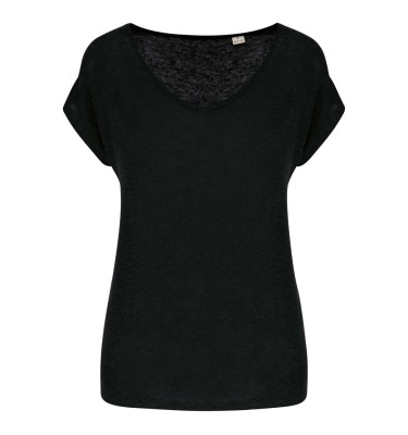 LADIES' V-NECK LINEN T-SHIRT