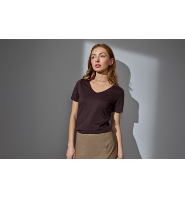 T-shirt Interlock | v-neck | damski