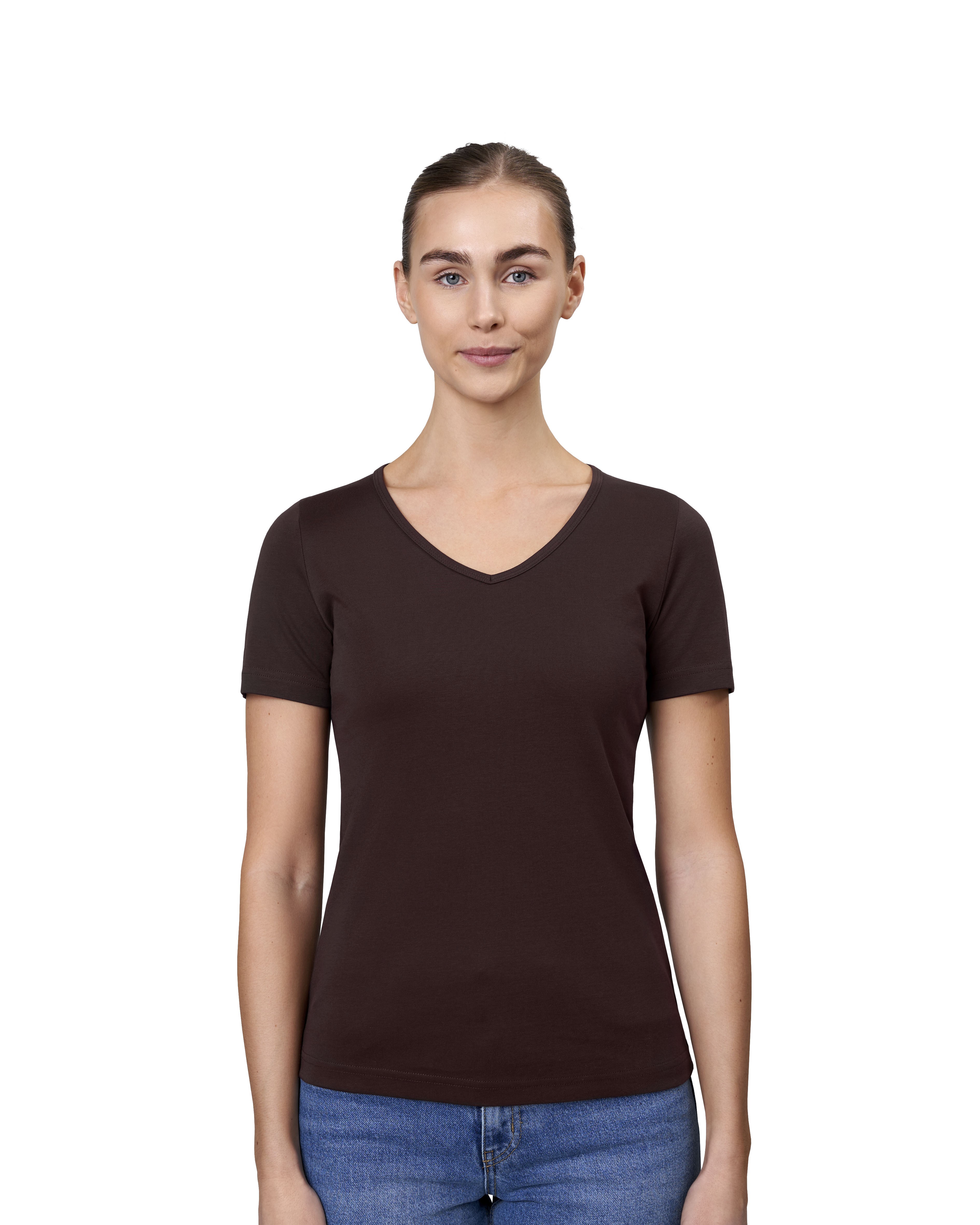 T-shirt Interlock | v-neck | damski