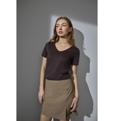 T-shirt Interlock | v-neck | damski