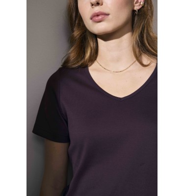 T-shirt Interlock | v-neck | damski