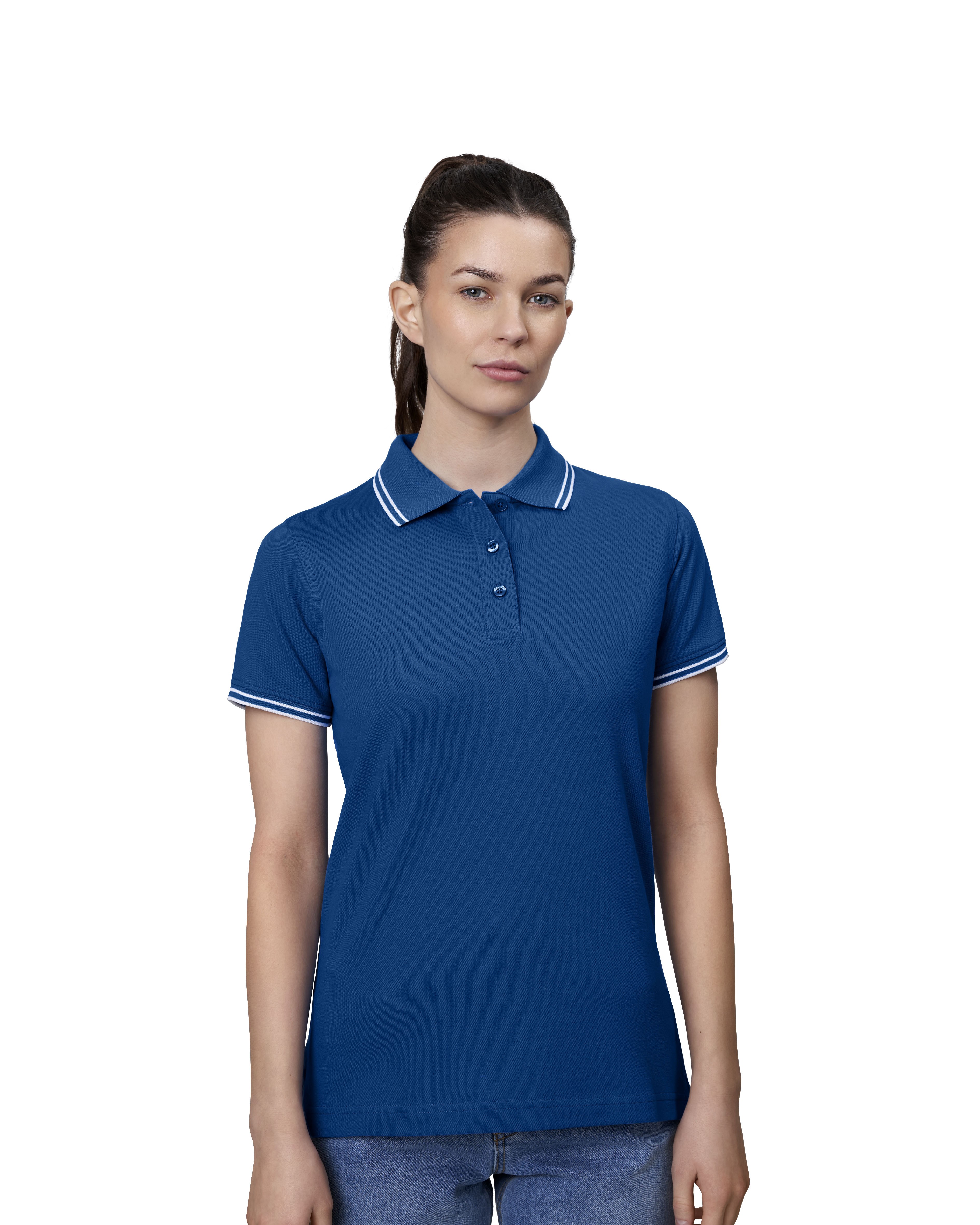 Kontrastowa koszulka polo | stretch | damska