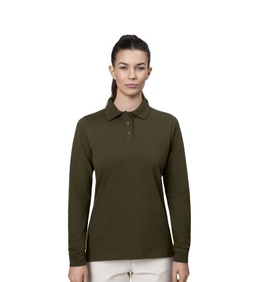 Koszulka polo długi rękaw | stretch | damska