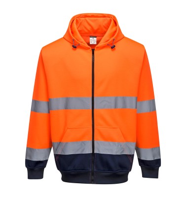 Hi-Vis Contrast Zipped Hoodie
