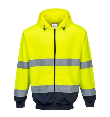 Hi-Vis Contrast Zipped Hoodie