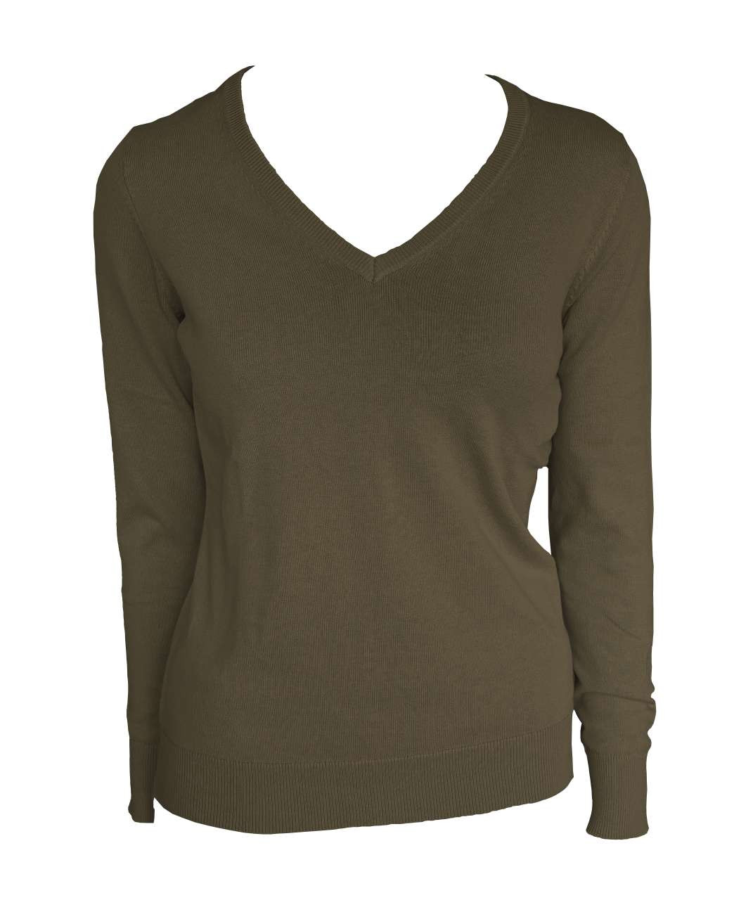 WOMEN’S V-NECK FINE GAUGE COTTON PULLOVER