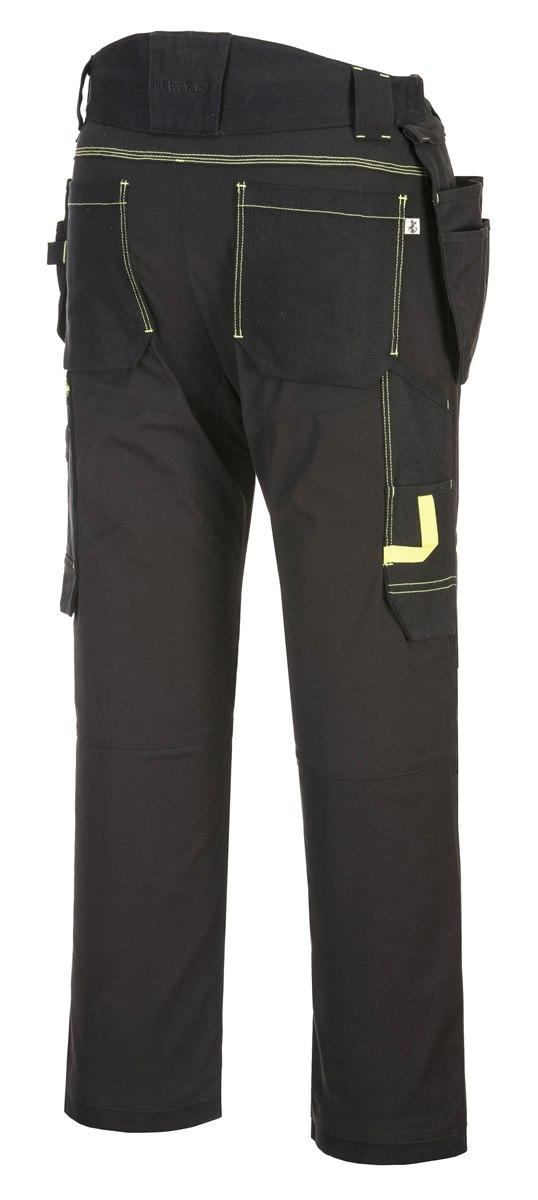 Monterskie spodnie robocze z kaburami elastyczne PORTWEST WX3 Eco Stretch T706-Black
