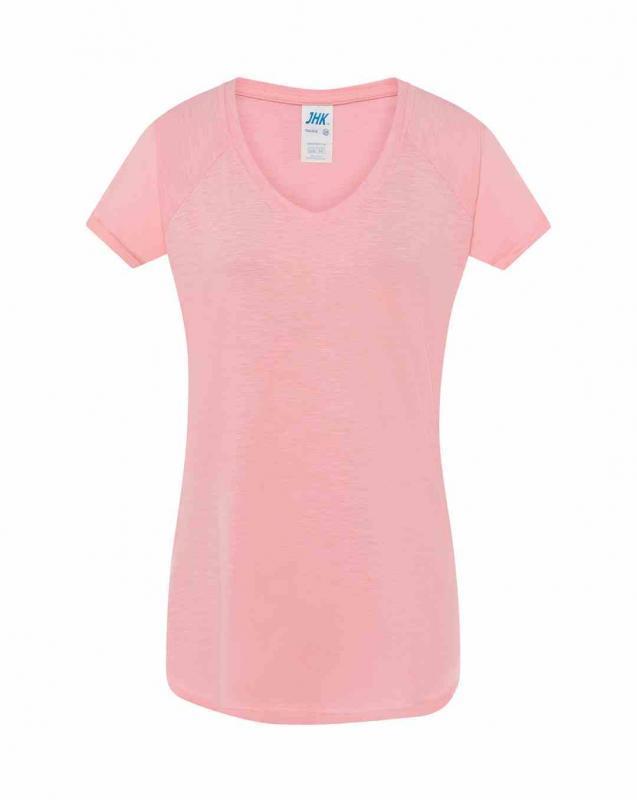 Damski t-shirt V-neck JHK TSUL SLB-Pink neon