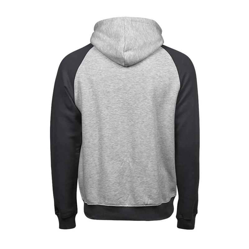TEE JAYS Two-Tone Hooded Sweatshirt TJ5432-Heather Grey/Dark Grey (Solid)