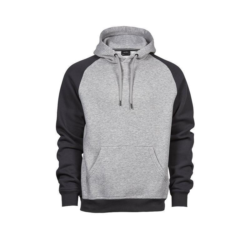 TEE JAYS Two-Tone Hooded Sweatshirt TJ5432-Heather Grey/Dark Grey (Solid)
