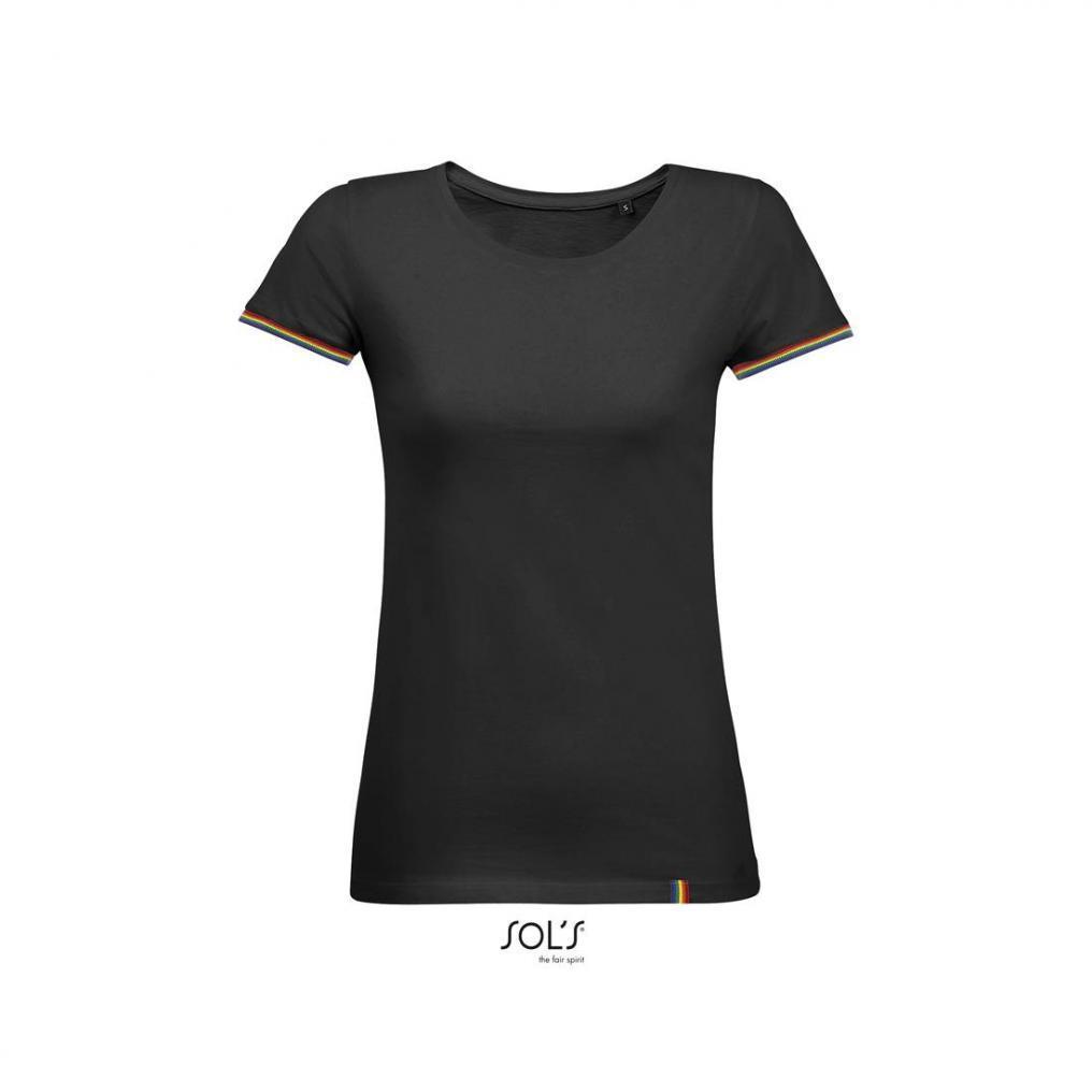 Koszulka t-shirt damska SOL'S RAINBOW WOMEN-Deep black / multicolore
