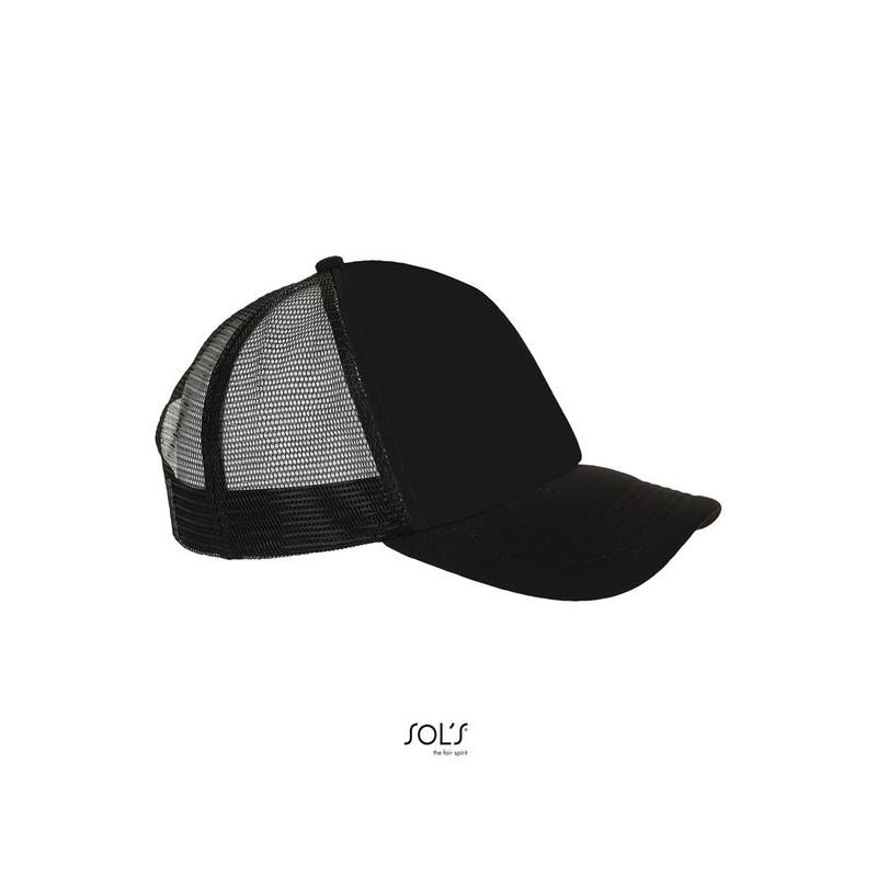 5-panelowa czapka z siatką SOL'S BUBBLE-Black